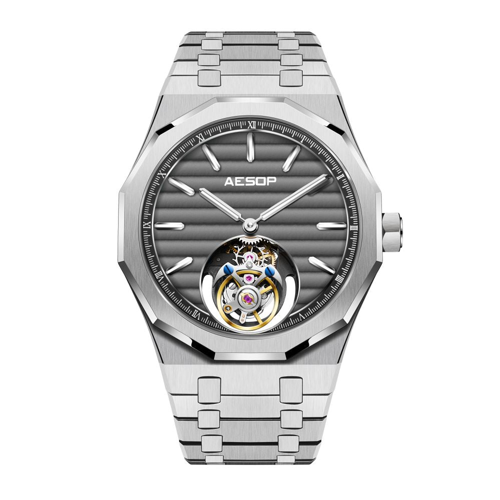 Aesop 316L Stainless Steel/Rubber Band Original Tourbillon Watch 7057