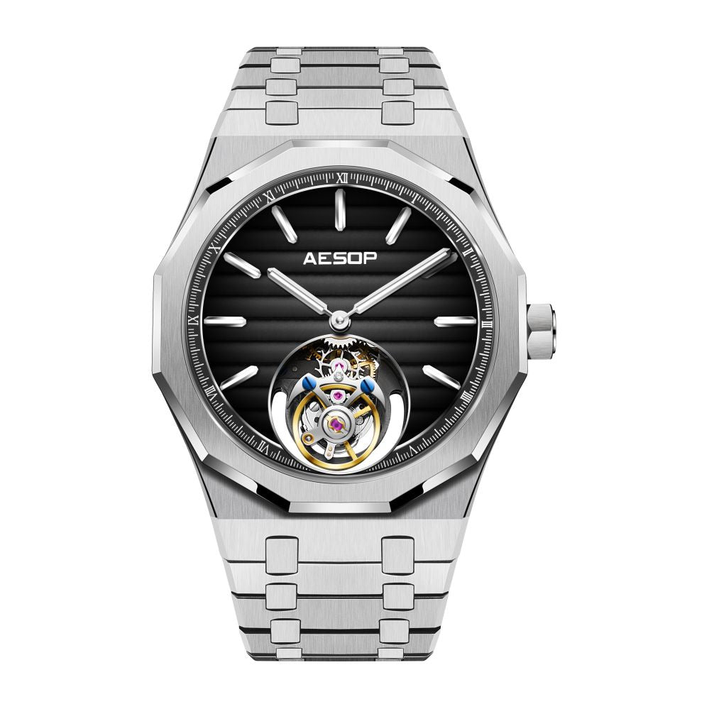 Aesop 316L Stainless Steel/Rubber Band Original Tourbillon Watch 7057