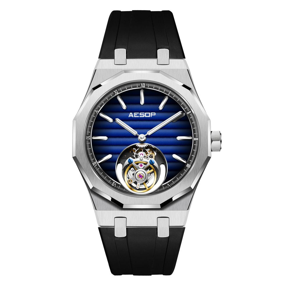 Aesop 316L Stainless Steel/Rubber Band Original Tourbillon Watch 7057