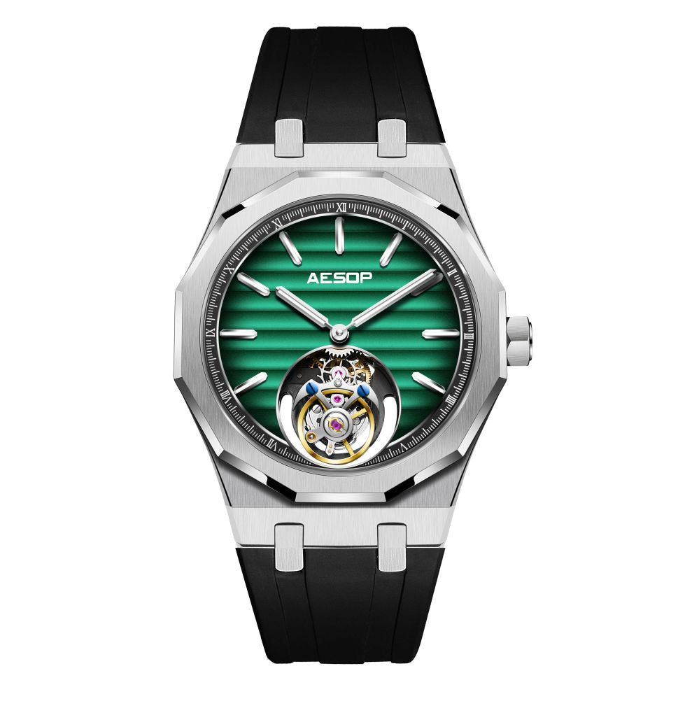 Aesop 316L Stainless Steel/Rubber Band Original Tourbillon Watch 7057