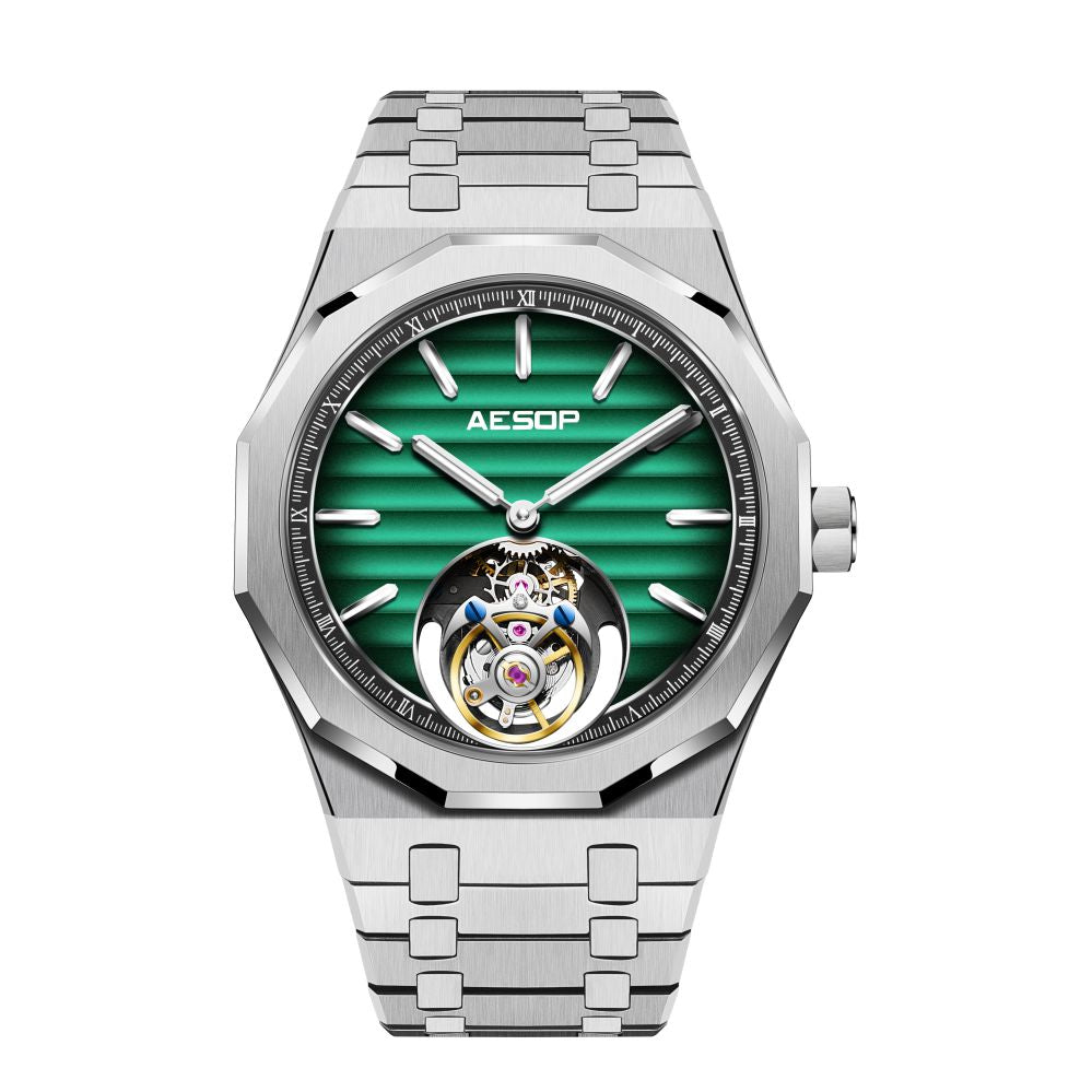 Aesop 316L Stainless Steel/Rubber Band Original Tourbillon Watch 7057