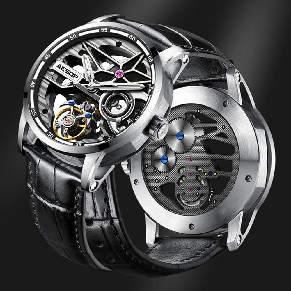 AESOP Skeleton Luminous Sapphire Mirror Original Tourbillon Watch 7053
