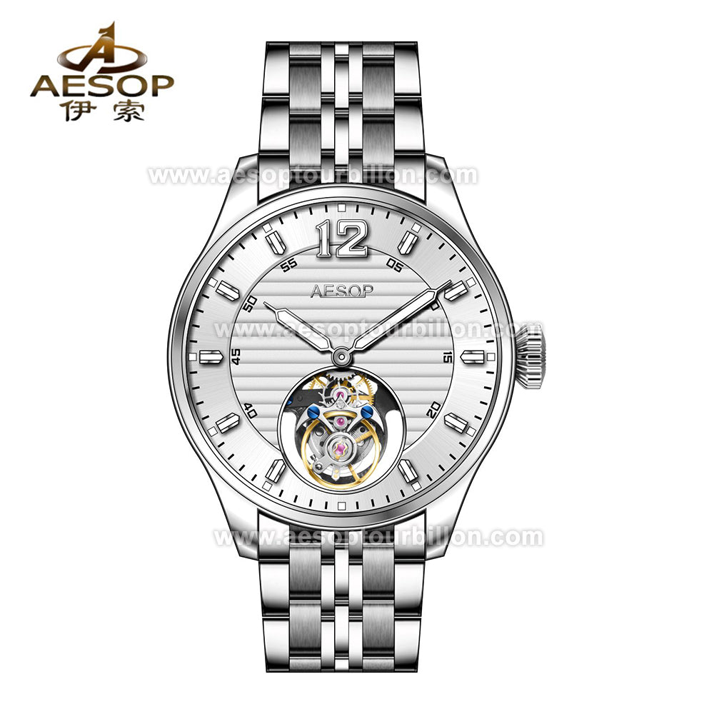 Aesop Business Tourbillon Men Watch Stainless Steel Strap/Leather Strap 7095