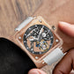 AESOP K9 Crystal Square Case Skeleton Tourbillon Men Watch 7058B