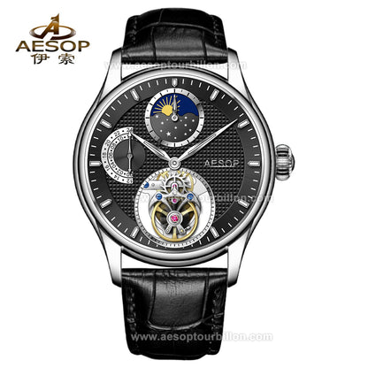 AESOP GMT Day and Night Display Multifunction Tourbillon Watch 7117
