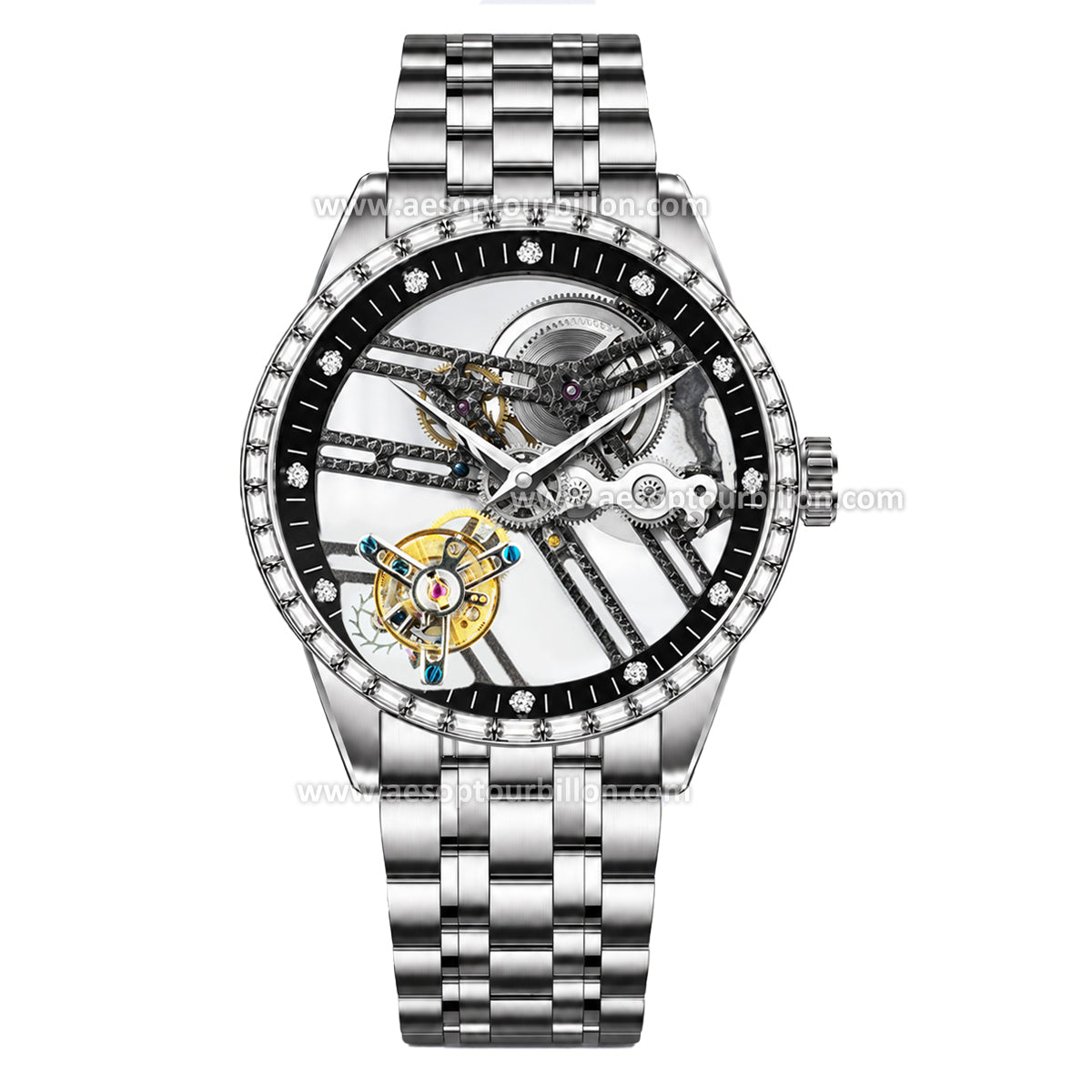 Aesop Hollow Skeleton Flying Tourbillon Men Watch 7022-1
