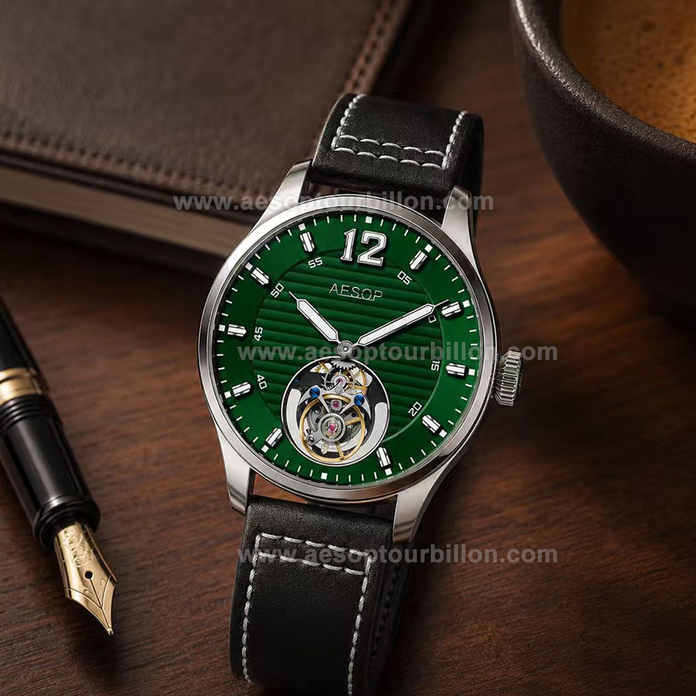 Aesop Business Tourbillon Men Watch Stainless Steel Strap/Leather Strap 7095