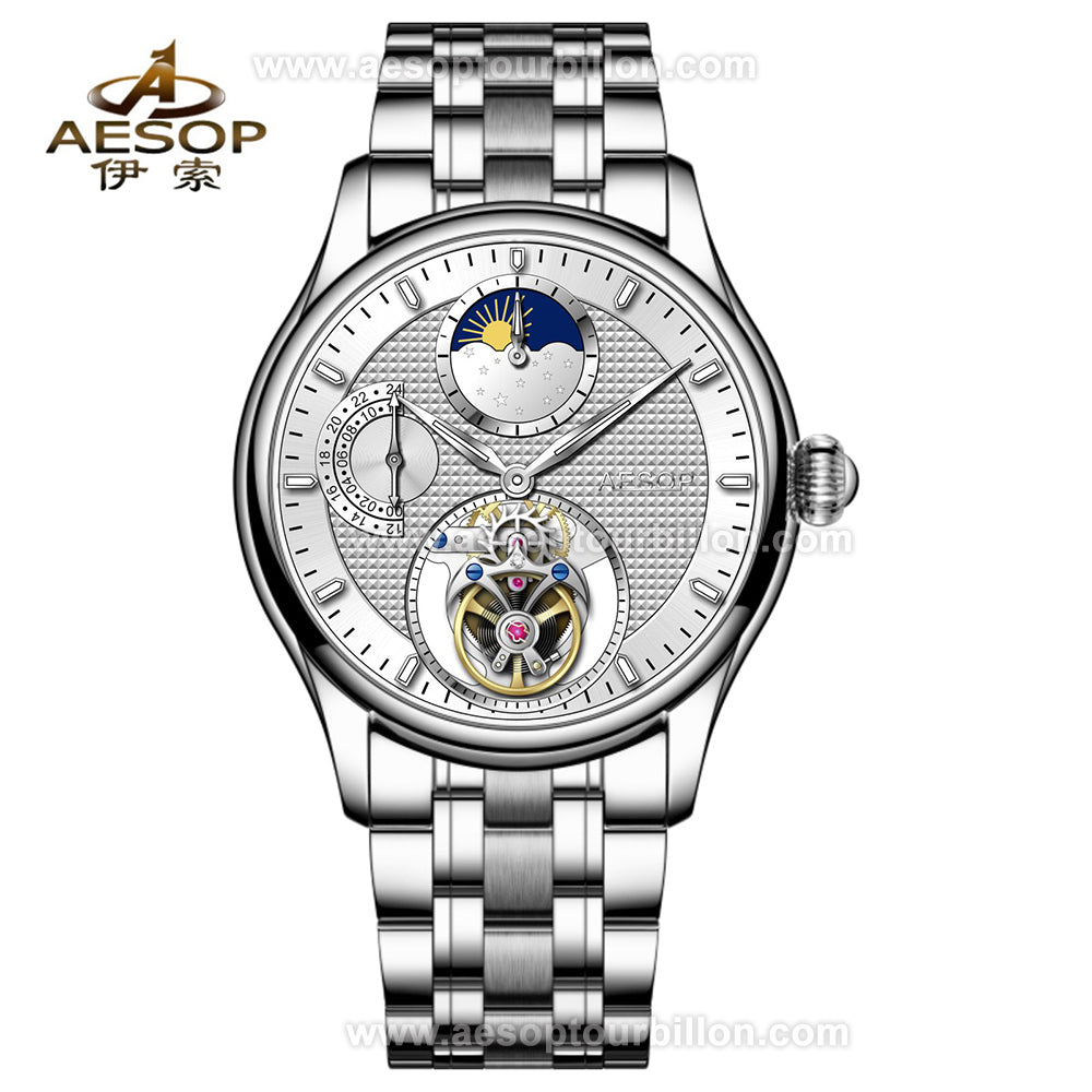 AESOP GMT Day and Night Display Multifunction Tourbillon Watch 7117
