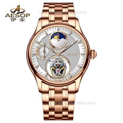 AESOP GMT Day and Night Display Multifunction Tourbillon Watch 7117
