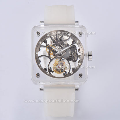 AESOP K9 Crystal Square Case Skeleton Tourbillon Watch 7111