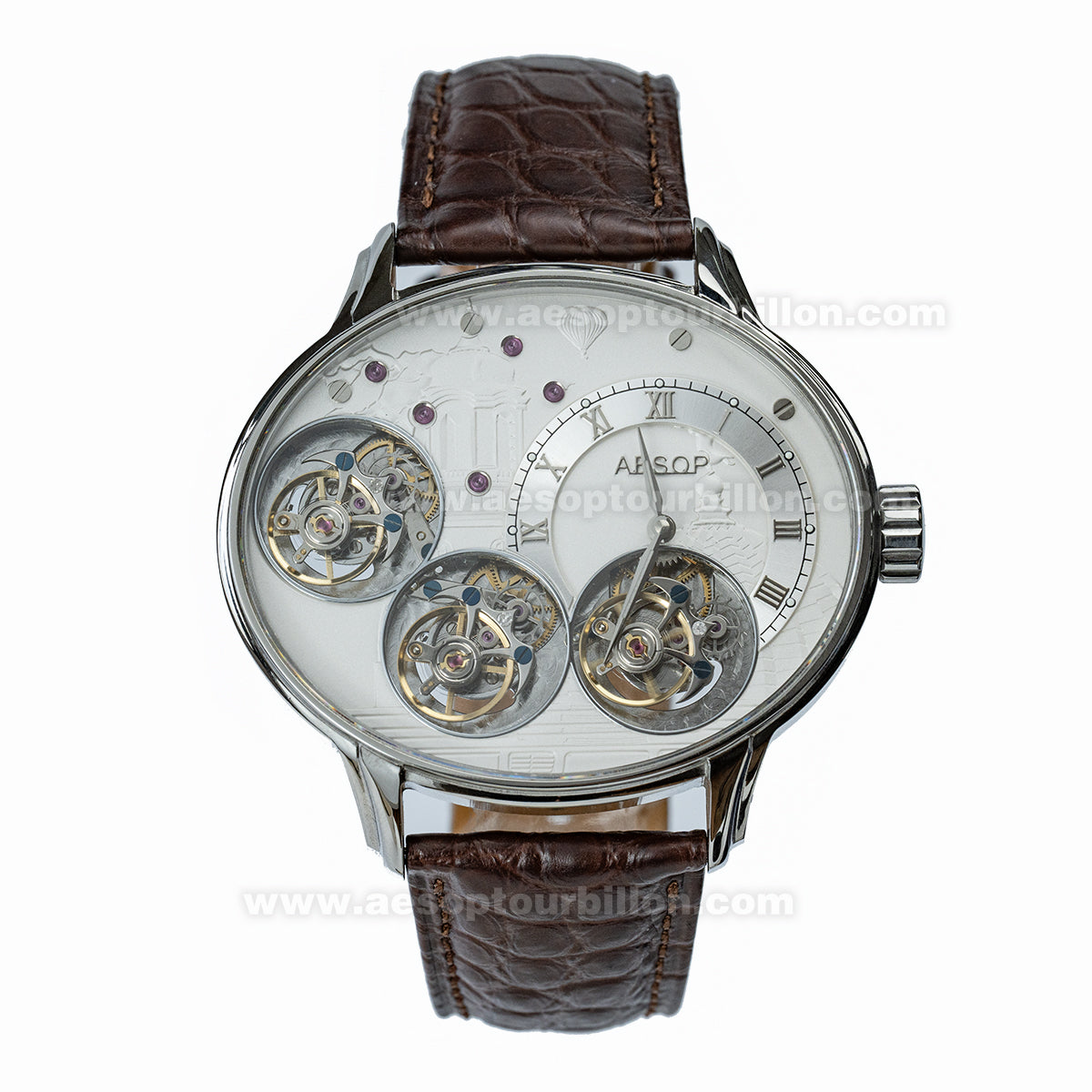Aesop Triple Tourbillon Watch Mechanical Hand Wind Sapphire Crystal Luminous Luxury Men Wristwatch 7103