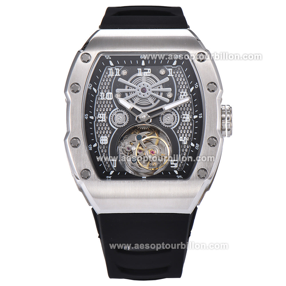 AESOP Tonneau Tourbillon Men Watch Hand Wind Sapphire Crystal Luminous Waterproof Luxury Men Wristwatch 7110