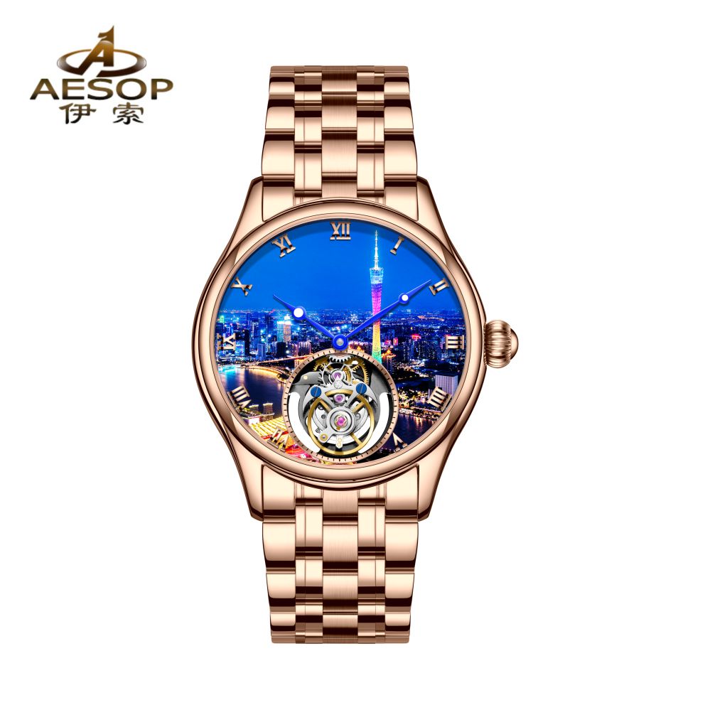 Aesop 7076 Guangzhou Tower Tourbillon Watch Waterproof 30m Gentleman Men's Watch