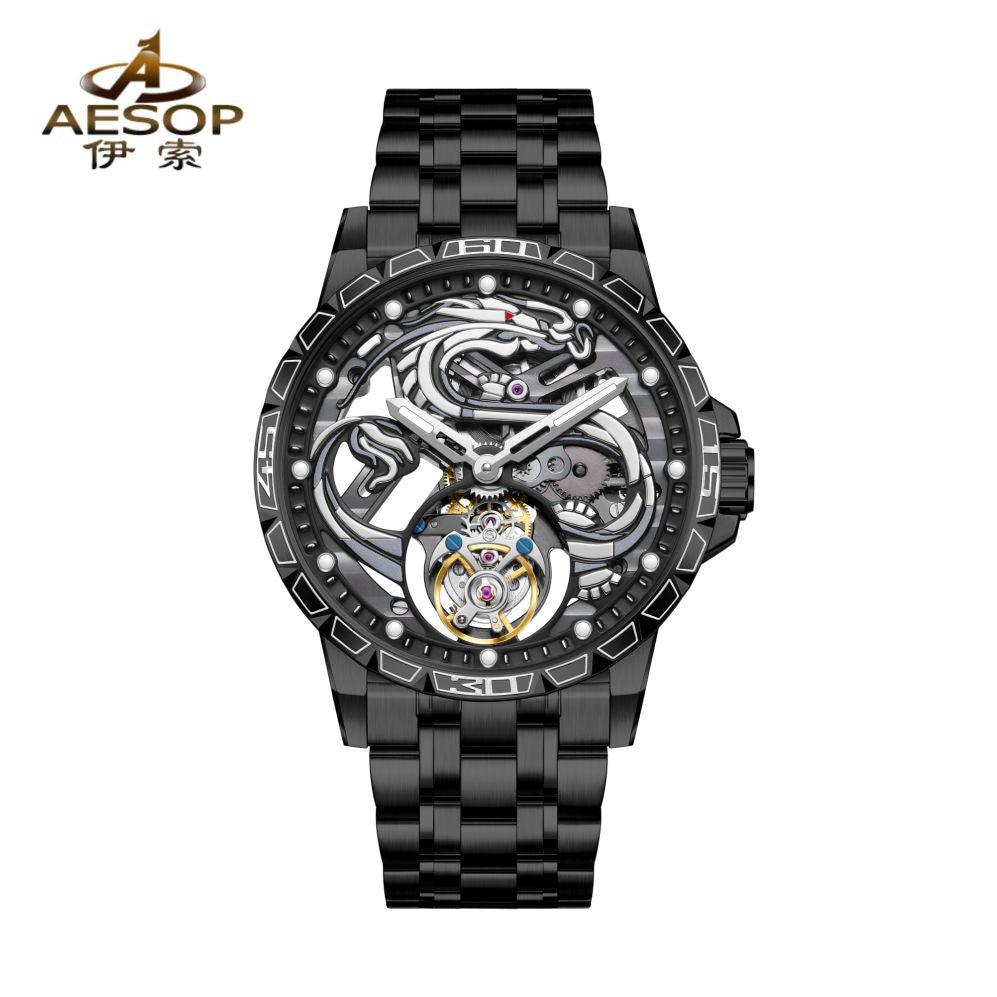 Aesop 7087 Dragon Tourbillon Mechanical Watch Waterproof 30m Fashion Men's Watch