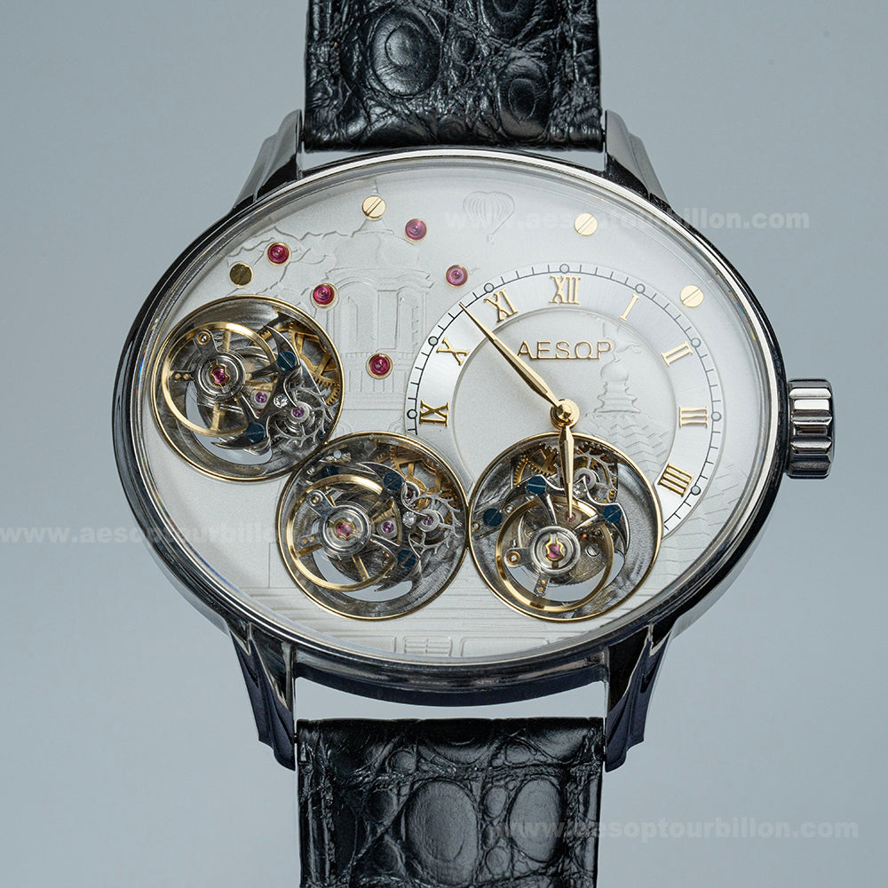 Aesop The Triple Tourbillon Watch : https://www.kickstarter.com/projects/aesopwatch/the-triple-tourbillon-watch