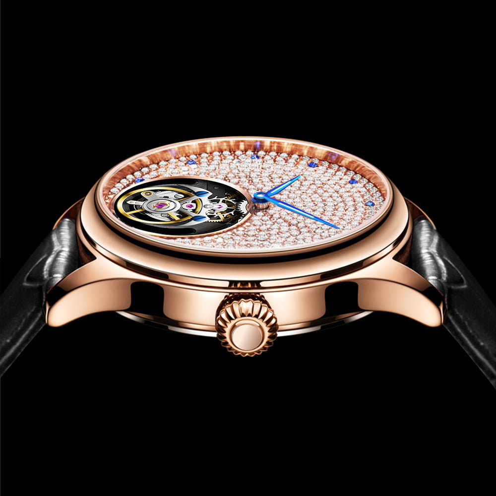 Aesop Tourbillon Men Watch Rhinestones Dial Mechanical Wristwatch 7046