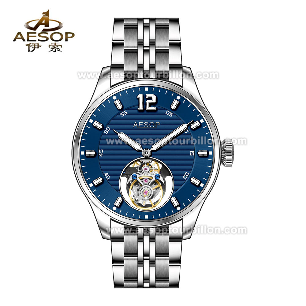 Aesop Business Tourbillon Men Watch Stainless Steel Strap/Leather Strap 7095