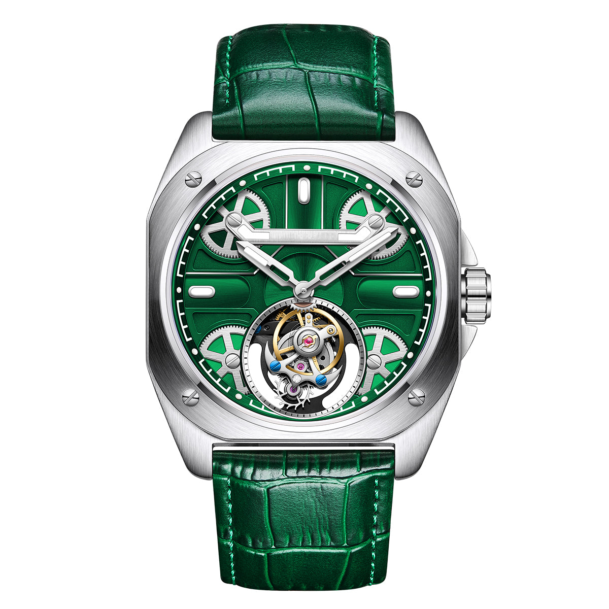 Customized LOGO Square Tourbillon Mechanical Men Watch 3