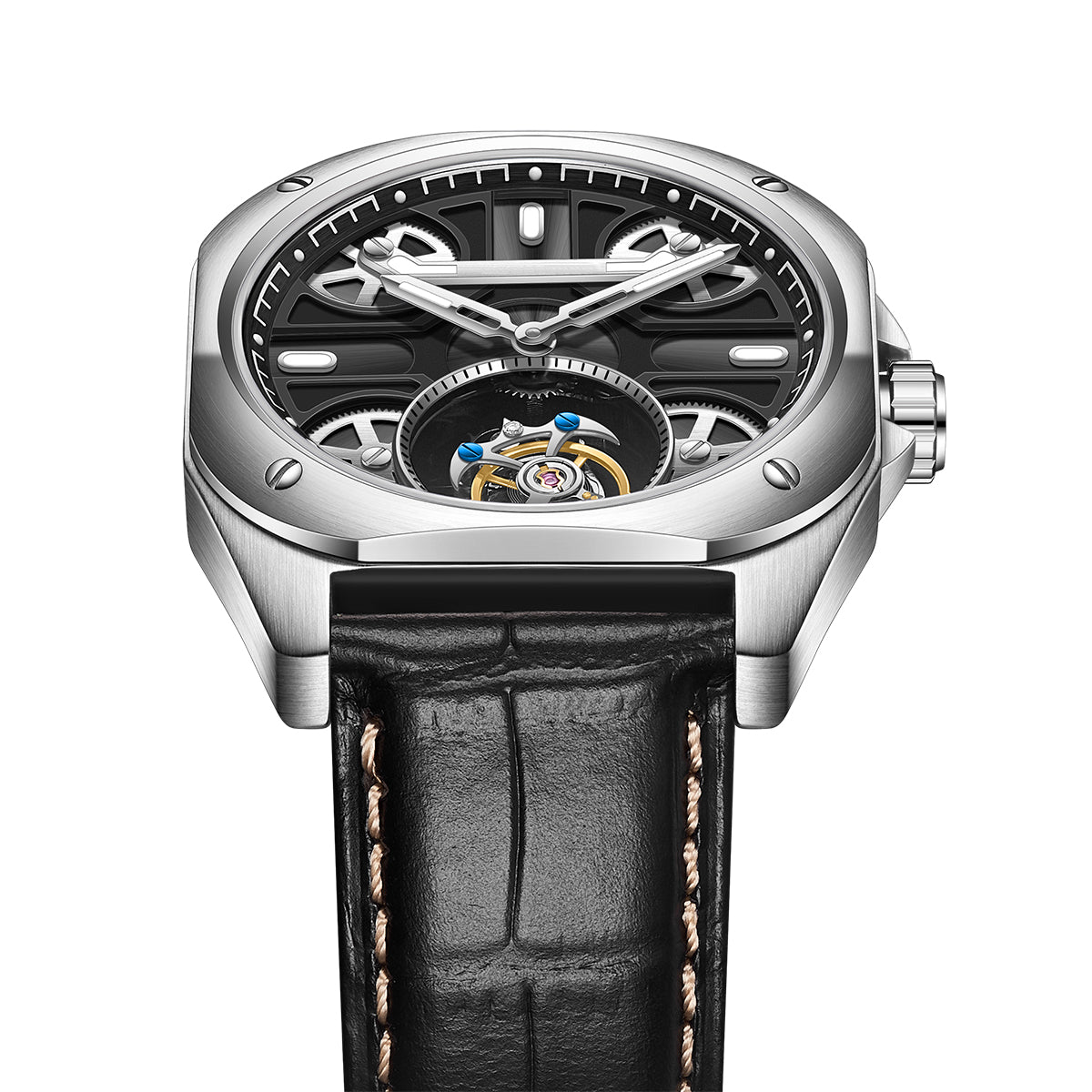 Customized LOGO Square Tourbillon Mechanical Men Watch 3