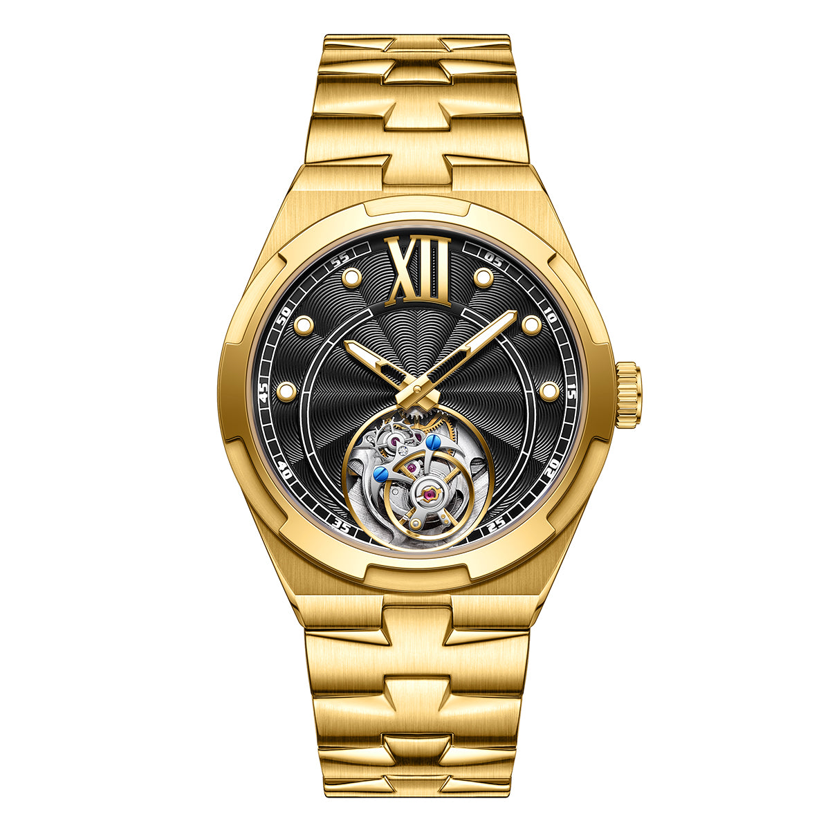 Customized LOGO Rose Pattern Tourbillon Mechanical Men Watch 5