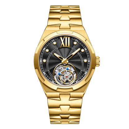 Customized LOGO Rose Pattern Tourbillon Mechanical Men Watch 5