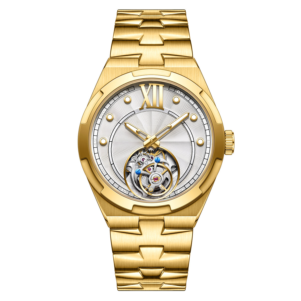 Customized LOGO Rose Pattern Tourbillon Mechanical Men Watch 5