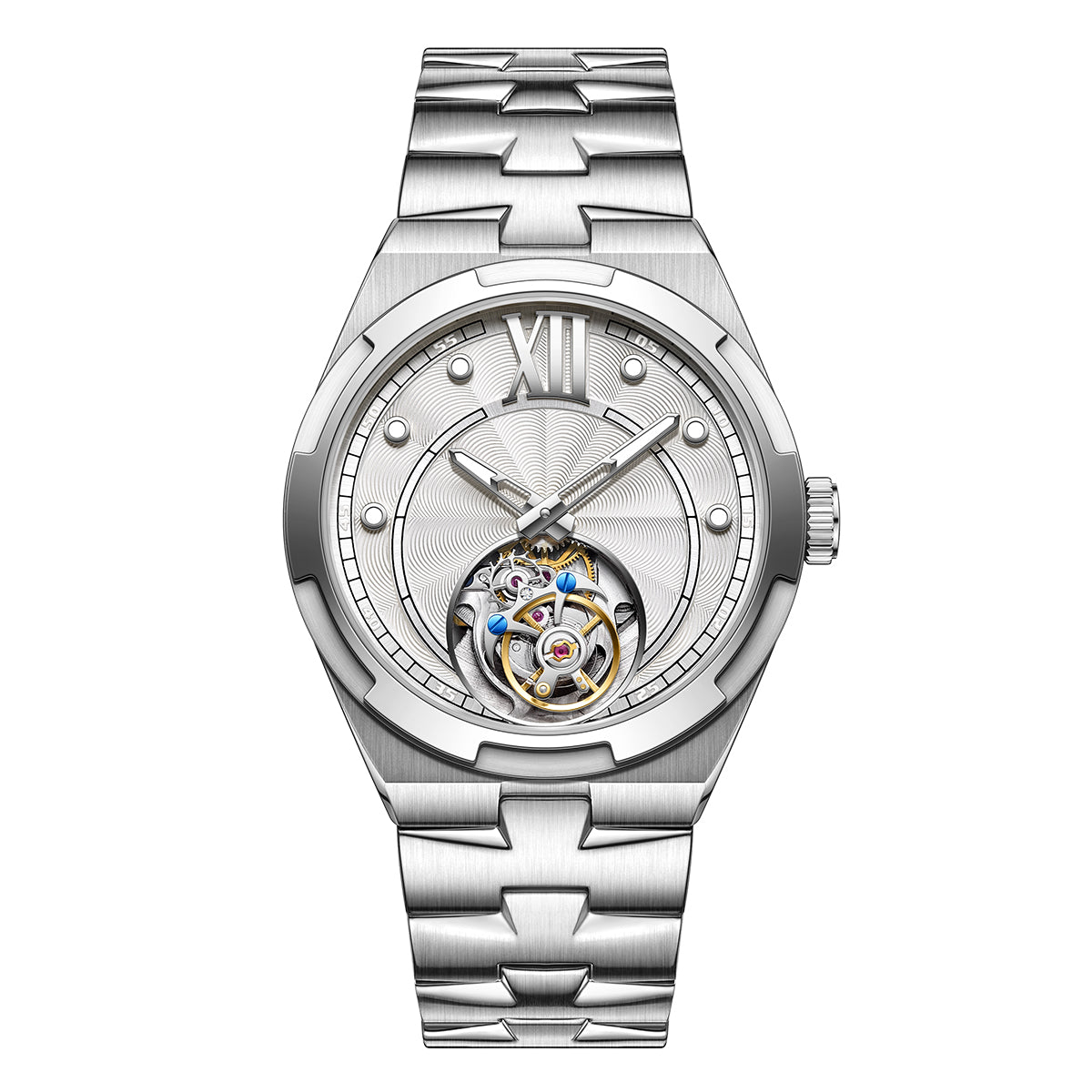 Customized LOGO Rose Pattern Tourbillon Mechanical Men Watch 5
