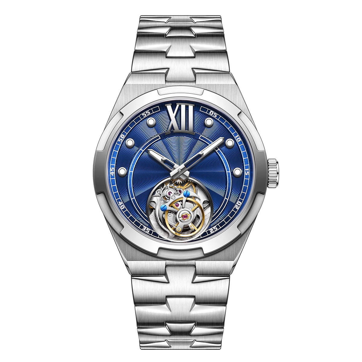 Customized LOGO Rose Pattern Tourbillon Mechanical Men Watch 5
