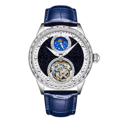 Customized LOGO Blue Sandstone Tourbillon Men Watch 2