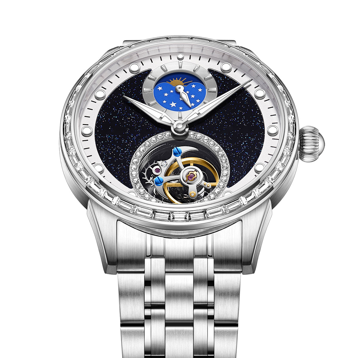 Customized LOGO Blue Sandstone Tourbillon Men Watch 2