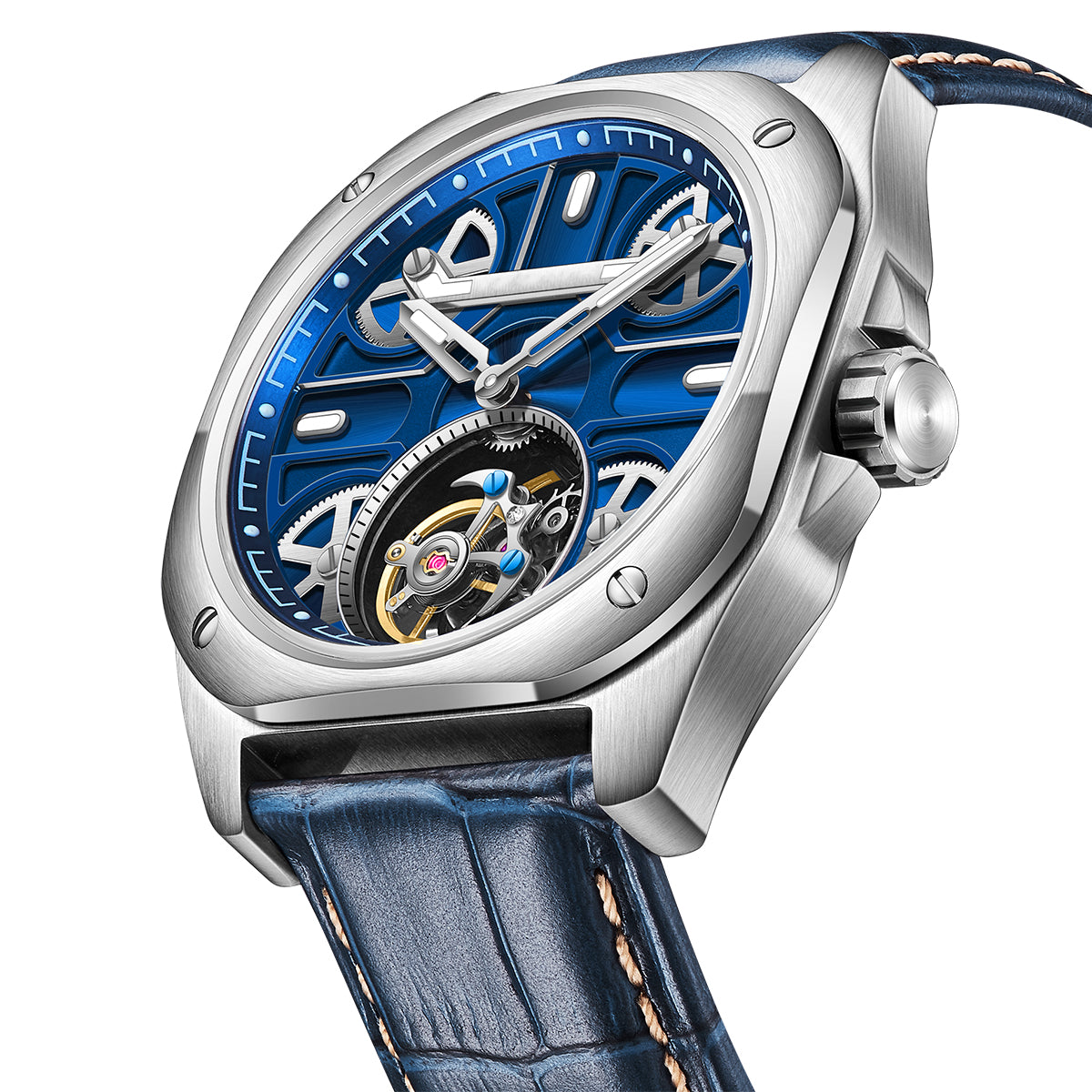 Customized LOGO Square Tourbillon Mechanical Men Watch 3