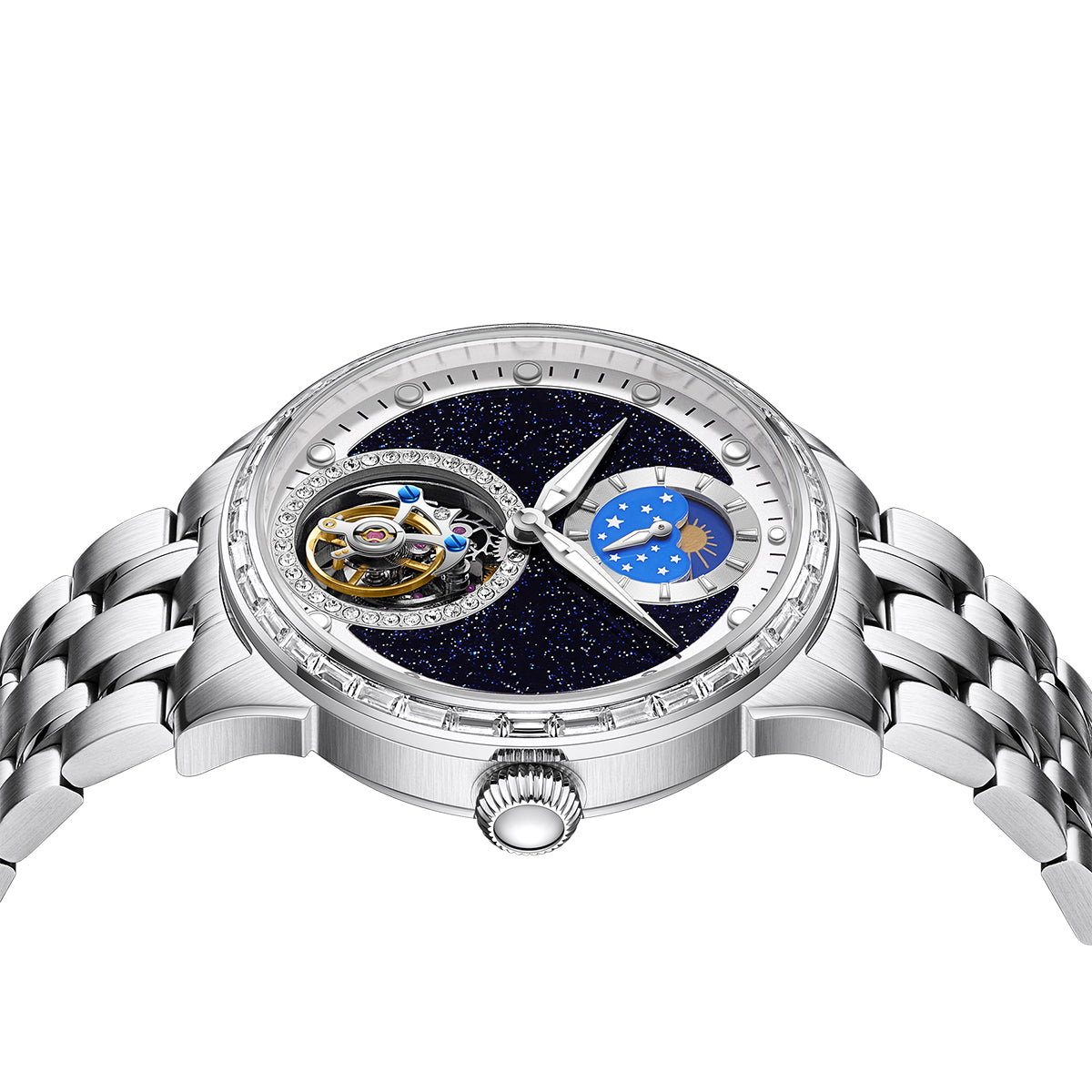 Customized LOGO Blue Sandstone Tourbillon Men Watch 2