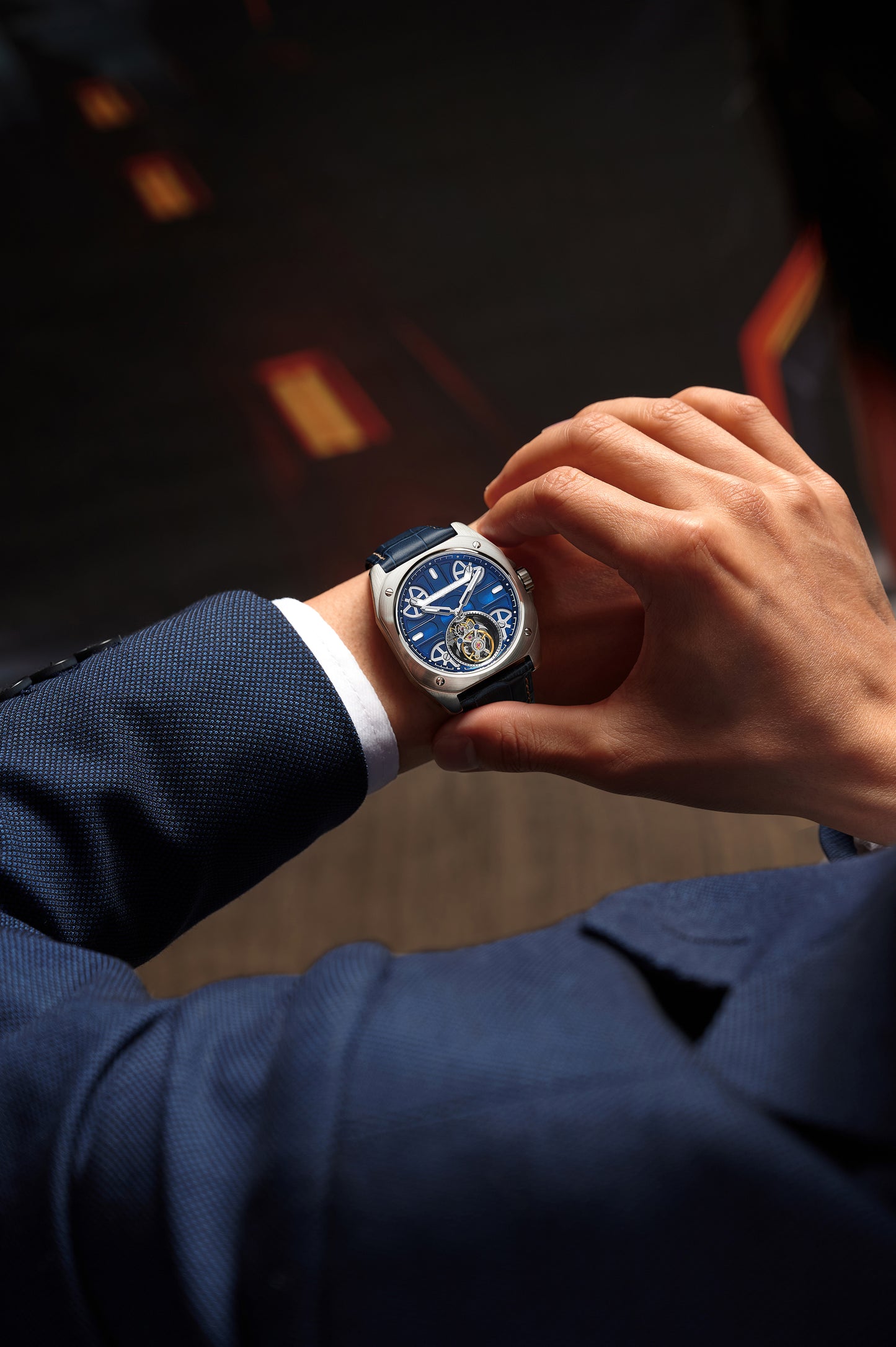 Customized LOGO Square Tourbillon Mechanical Men Watch 3