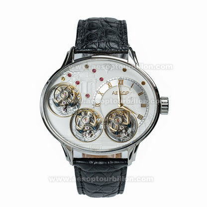 Aesop Triple Tourbillon Watch Mechanical Hand Wind Sapphire Crystal Luminous Luxury Men Wristwatch 7103