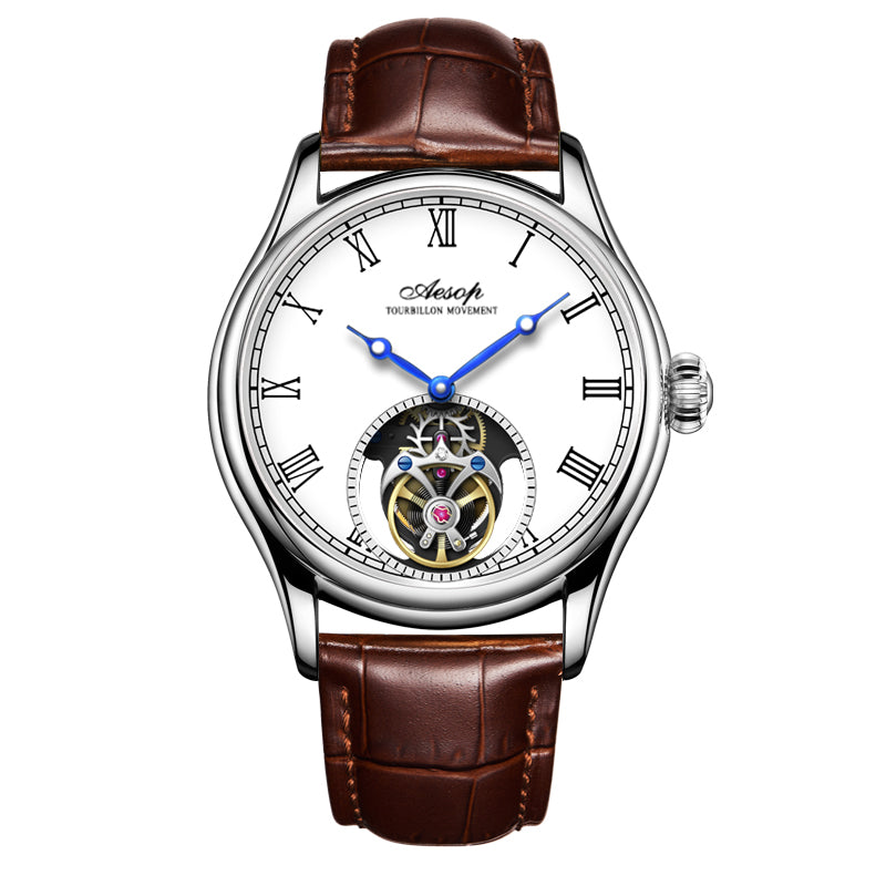 AESOP Roman Tourbillon Mechanical Men Watch Sapphire Crystal Waterproof 7061