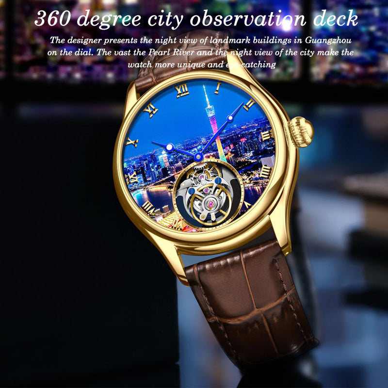 Aesop 7076 Guangzhou Tower Tourbillon Watch Waterproof 30m Gentleman Men's Watch