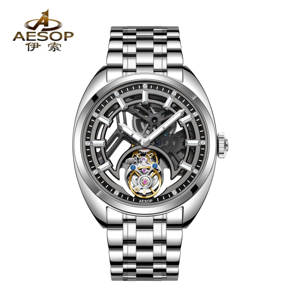 AESOP Skeleton Luminous Sapphire Crystal Original Tourbillon Watch 7062