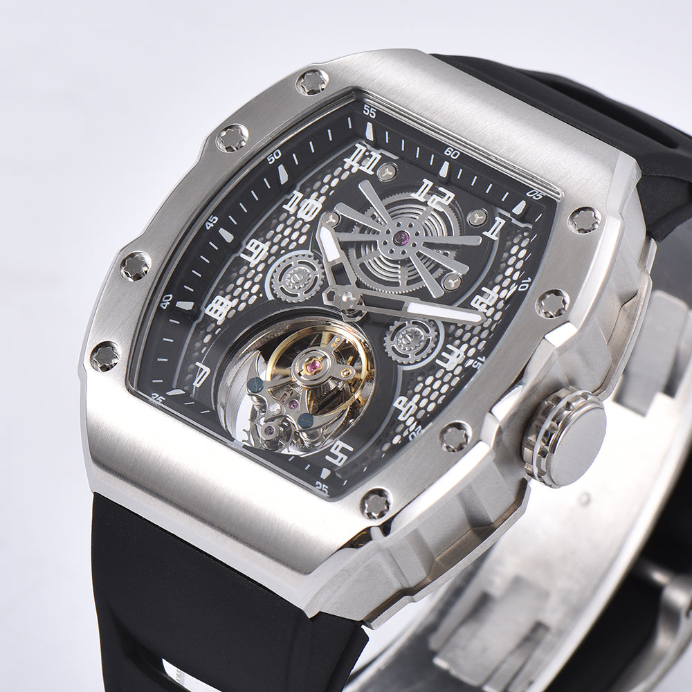 AESOP Tonneau Tourbillon Men Watch Hand Wind Sapphire Crystal Luminous Waterproof Luxury Men Wristwatch 7110