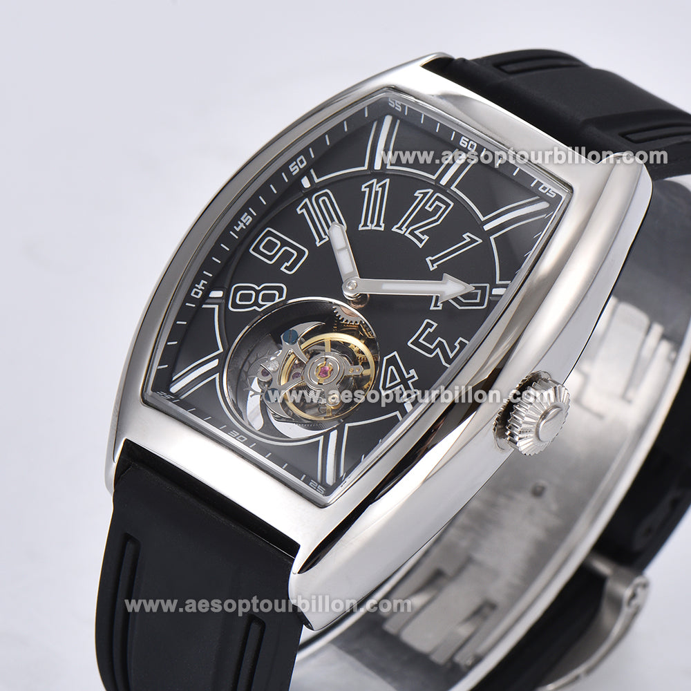 AESOP Tonneau Tourbillon Men Watch Hand Wind Sapphire Crystal Luminous Waterproof 7047