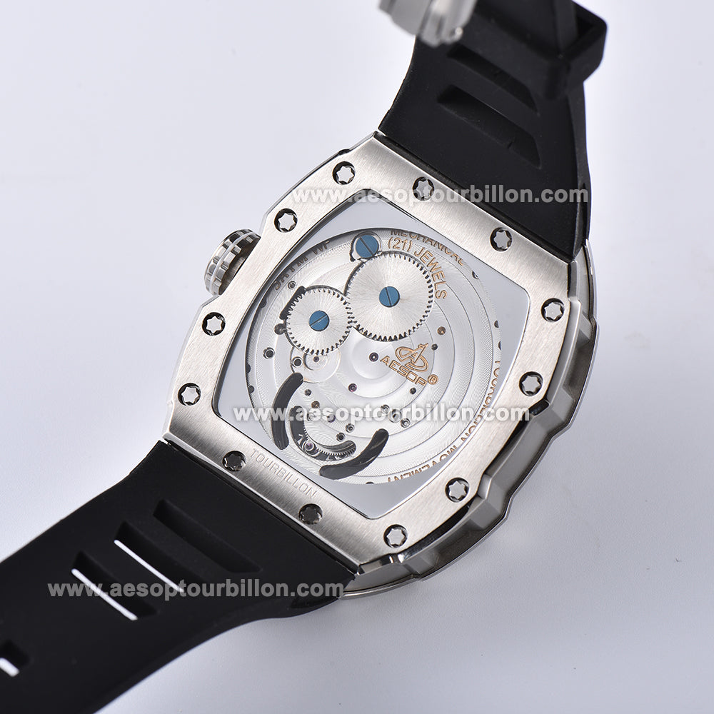 AESOP Tonneau Tourbillon Men Watch Hand Wind Sapphire Crystal Luminous Waterproof Luxury Men Wristwatch 7110