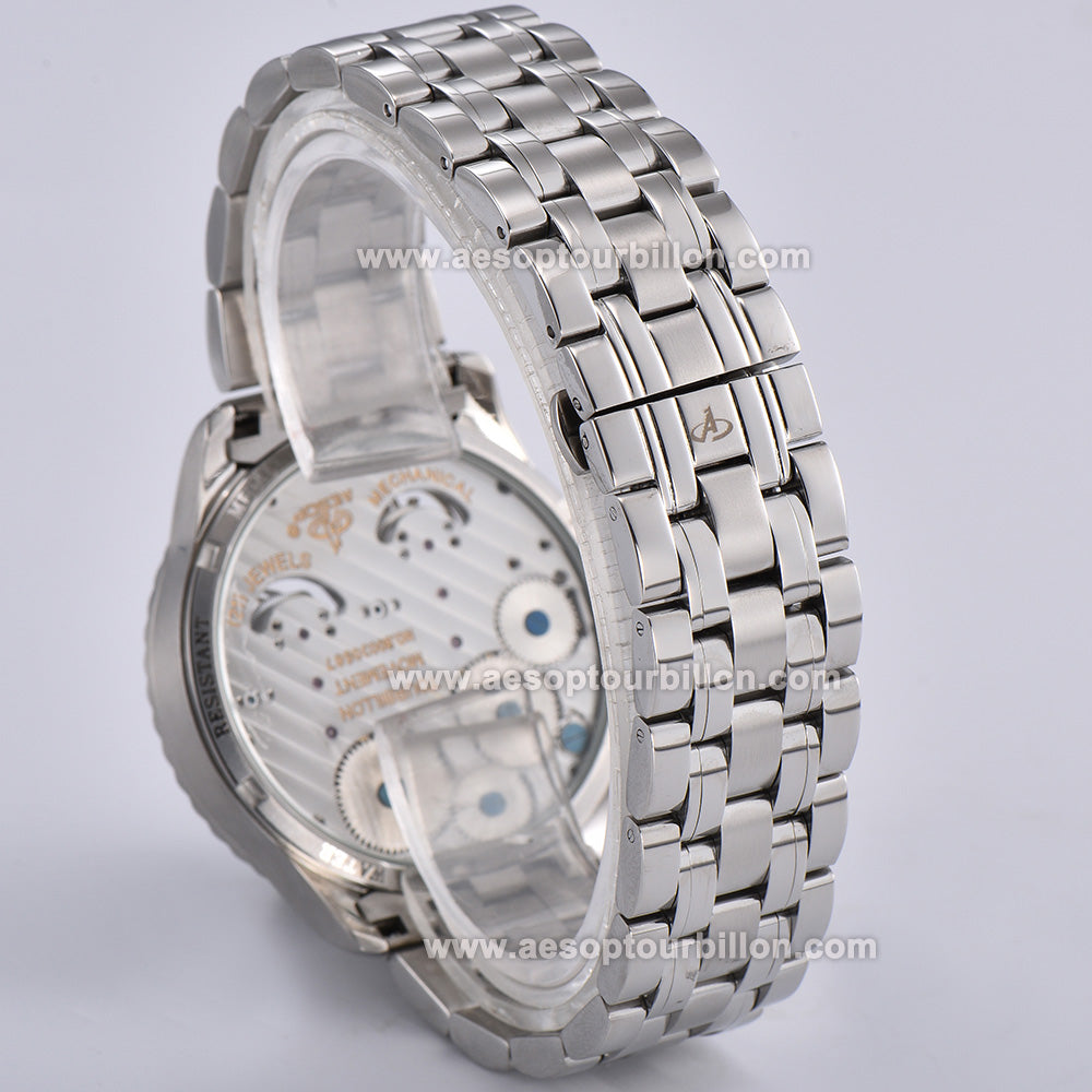 Aesop Classic Double Tourbillon Men Watch Earth Dial Sapphire Crystal Luxury Waterproof Wristwatch 7116