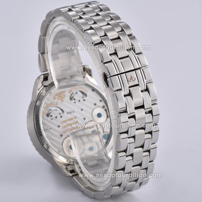 Aesop Classic Double Tourbillon Men Watch Earth Dial Sapphire Crystal Luxury Waterproof Wristwatch 7116