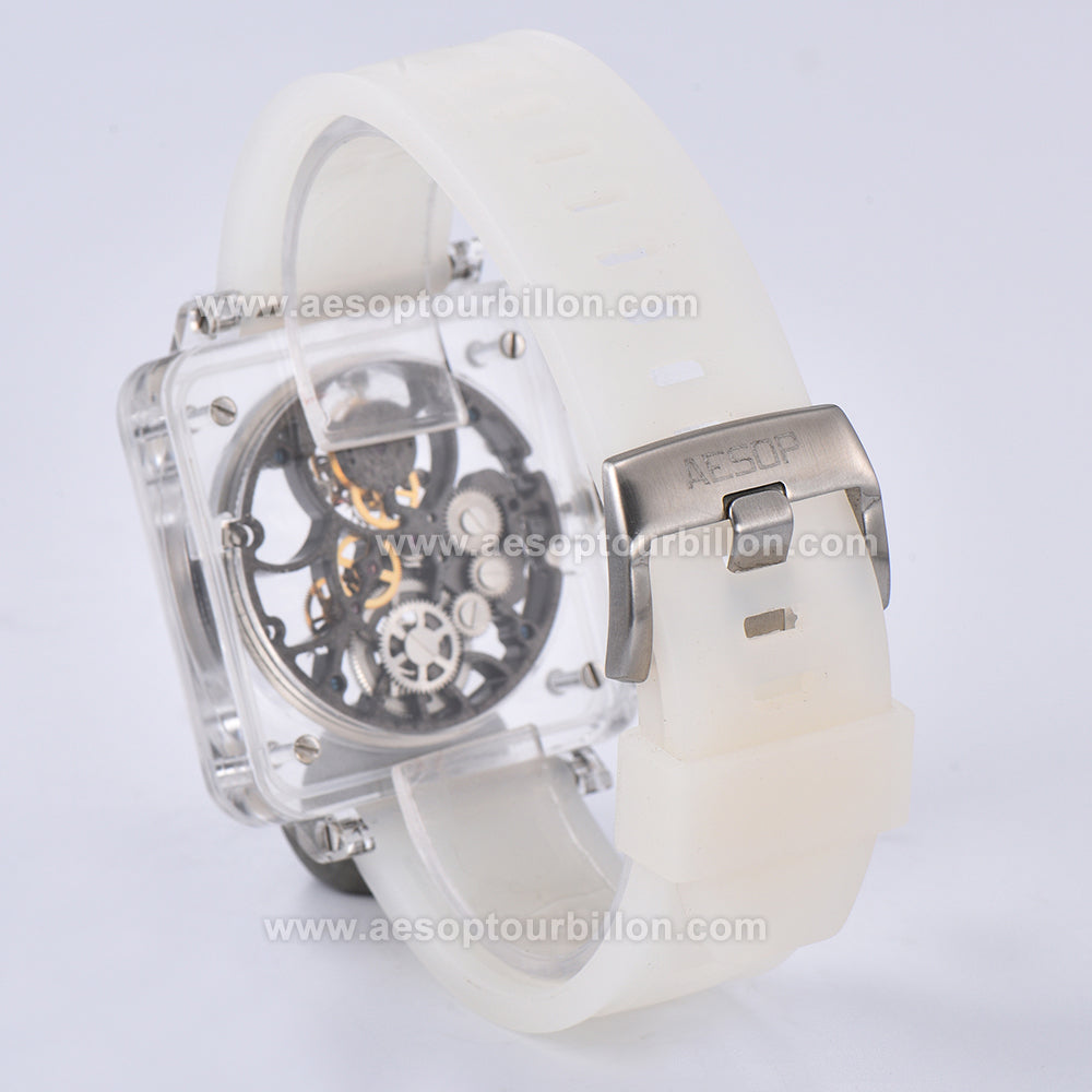AESOP K9 Crystal Square Case Skeleton Tourbillon Watch 7111