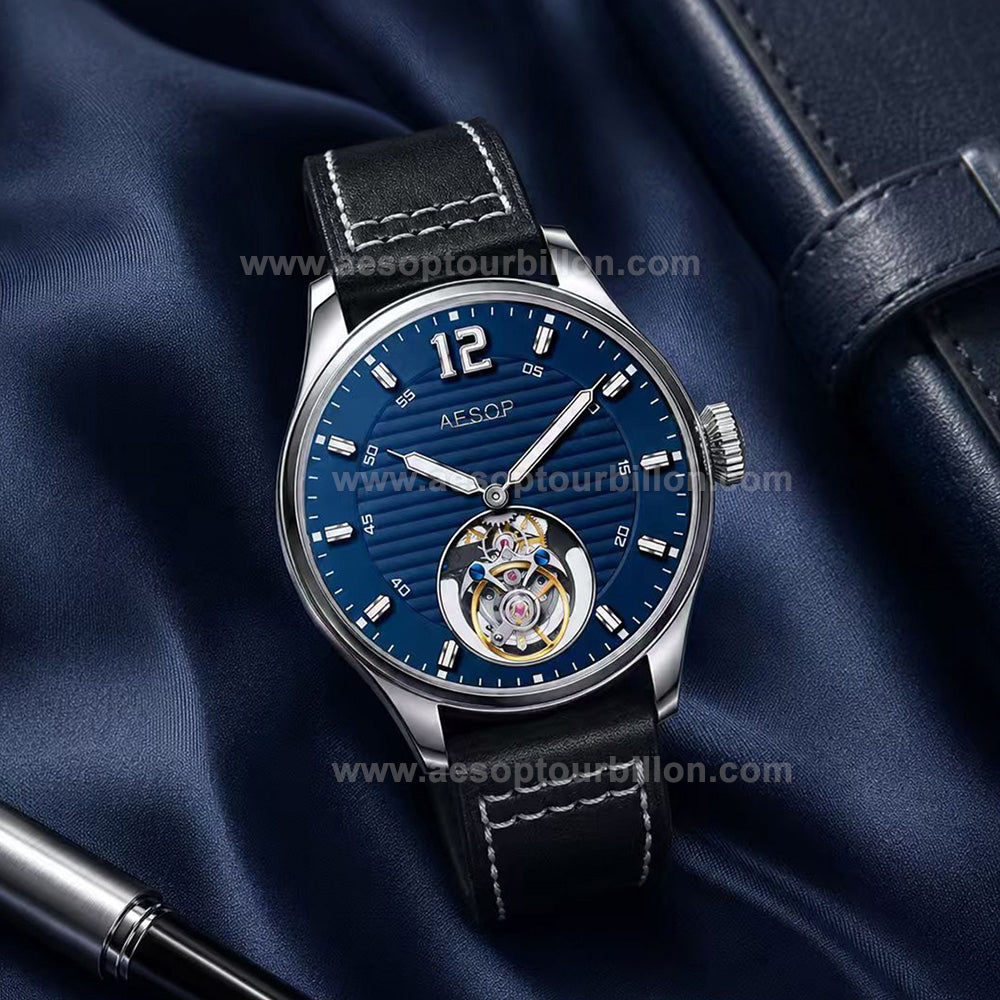 Aesop Business Tourbillon Men Watch Stainless Steel Strap/Leather Strap 7095