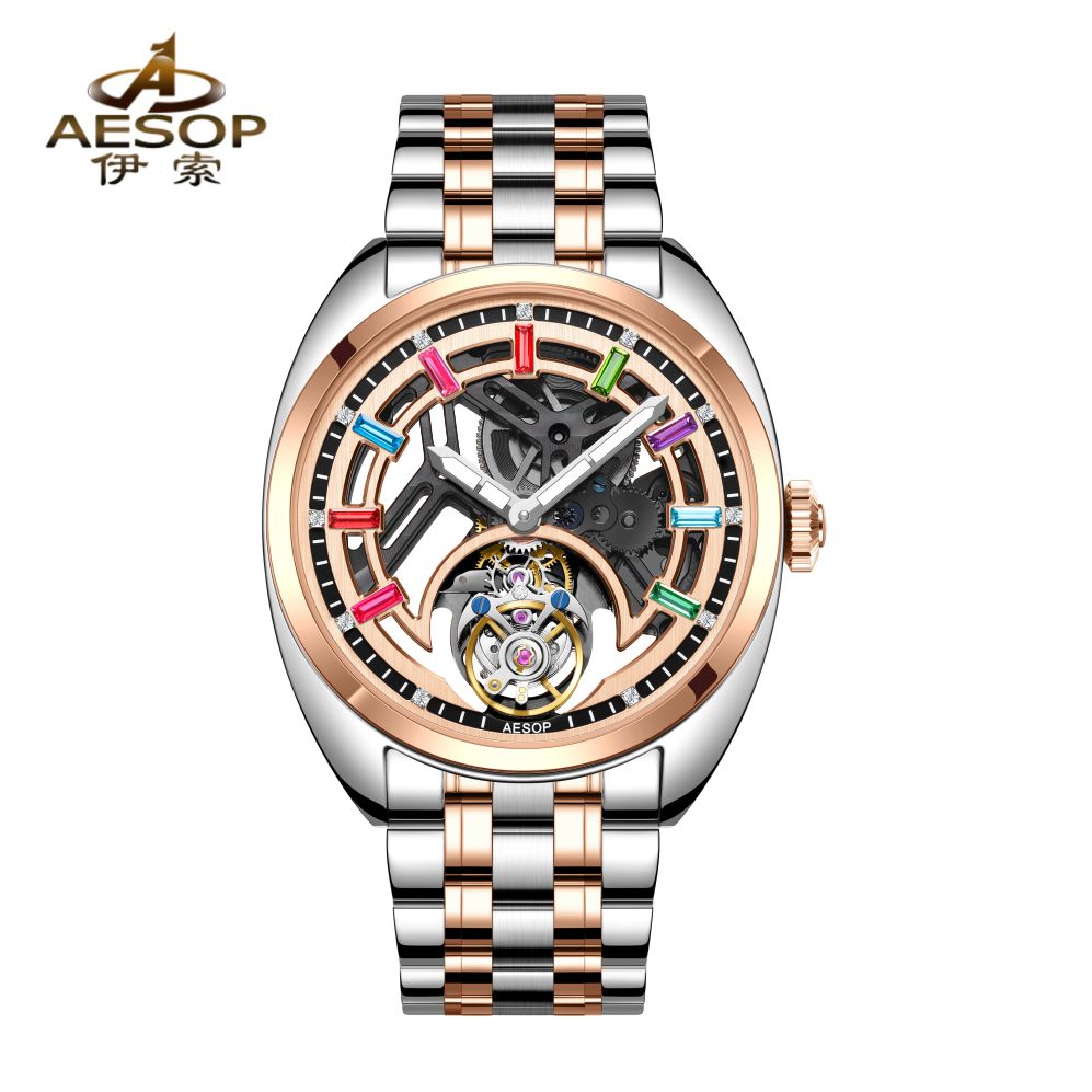 AESOP Skeleton Luminous Sapphire Crystal Original Tourbillon Watch 7062