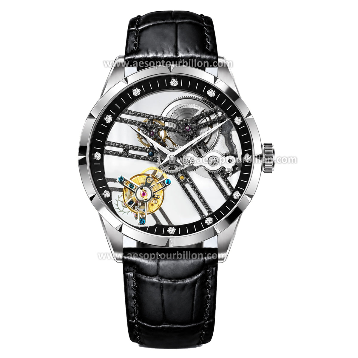 Aesop Hollow Skeleton Flying Tourbillon Men Watch 7022-1