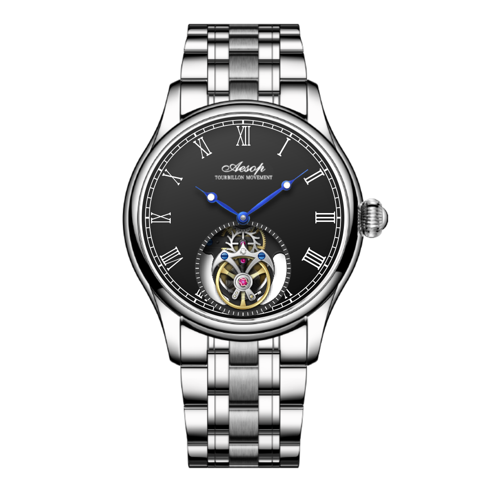 AESOP Roman Tourbillon Mechanical Men Watch Sapphire Crystal Waterproof 7061