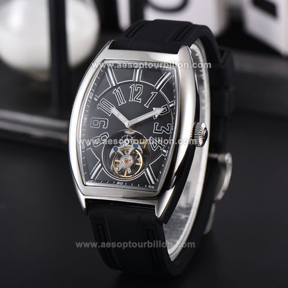 AESOP Tonneau Tourbillon Men Watch Hand Wind Sapphire Crystal Luminous Waterproof 7047