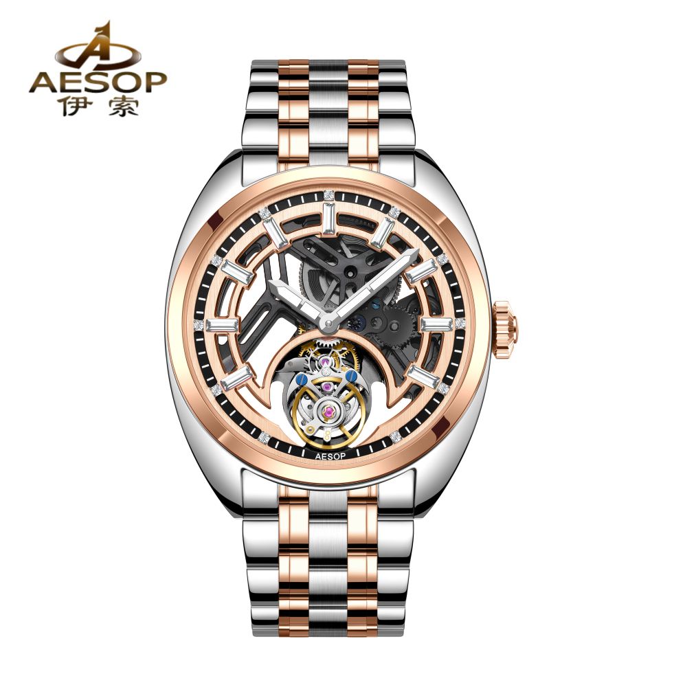 AESOP Skeleton Luminous Sapphire Crystal Original Tourbillon Watch 7062