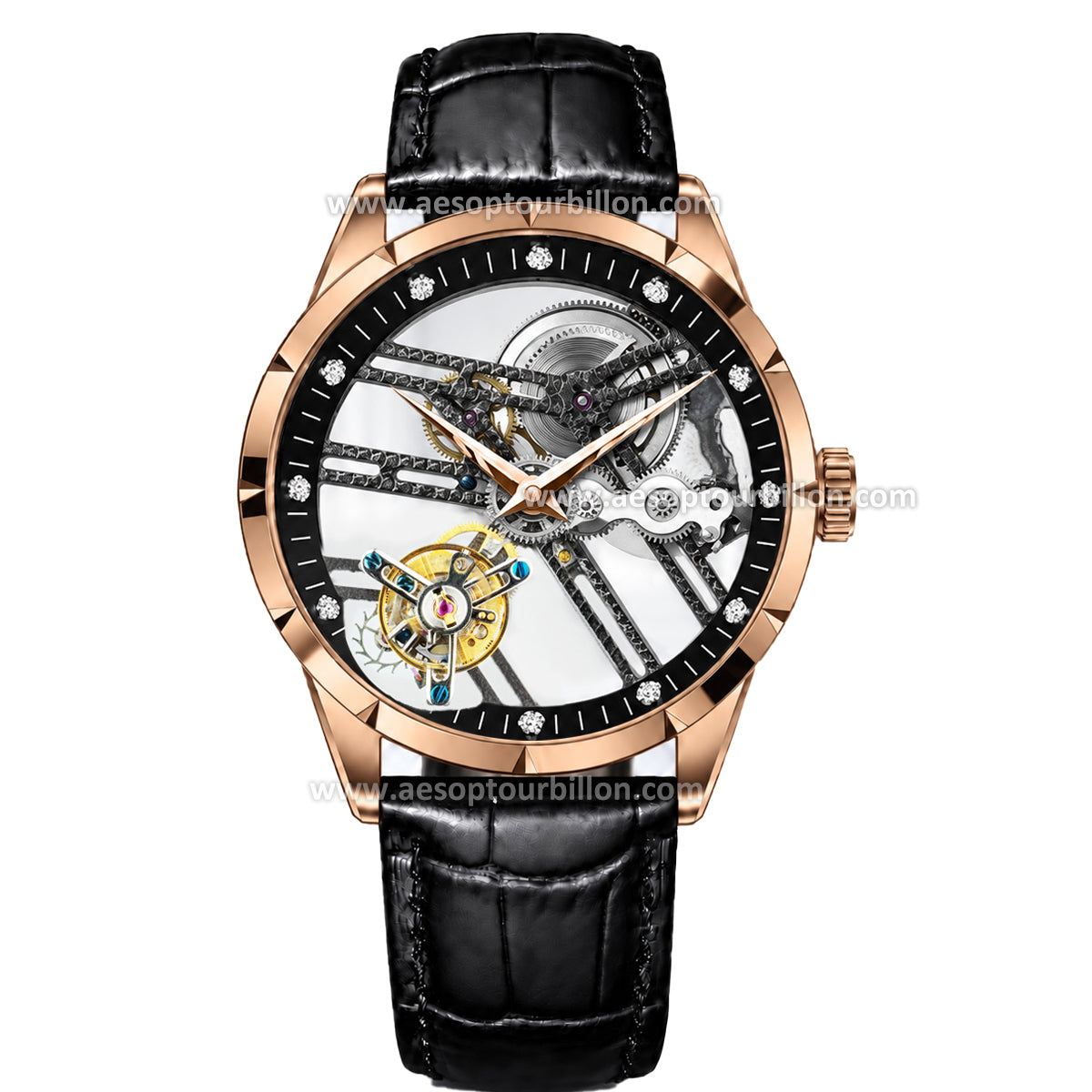 Aesop Hollow Skeleton Flying Tourbillon Men Watch 7022-1